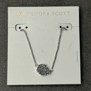 Kendra Scott Silver Necklace with Glittering Pendant